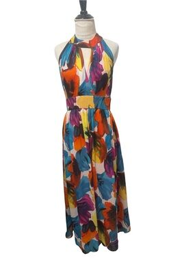 Women's Multicolor Halter Floral Maxi 
Dusk Frank Usher Cocktail Dress